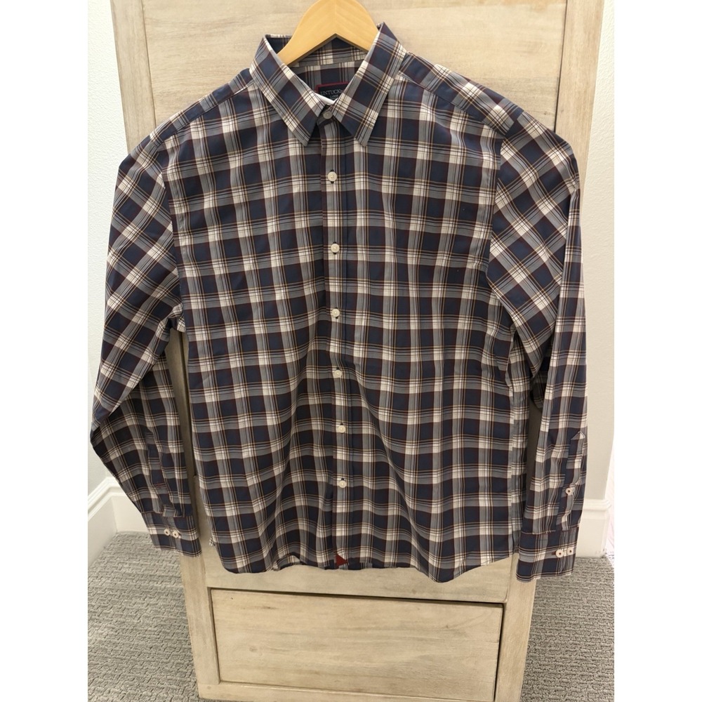 UNTUCKit BAROSSA WF Slim Fit Plaid Long Sleeve navy Shirt SZ L plaid